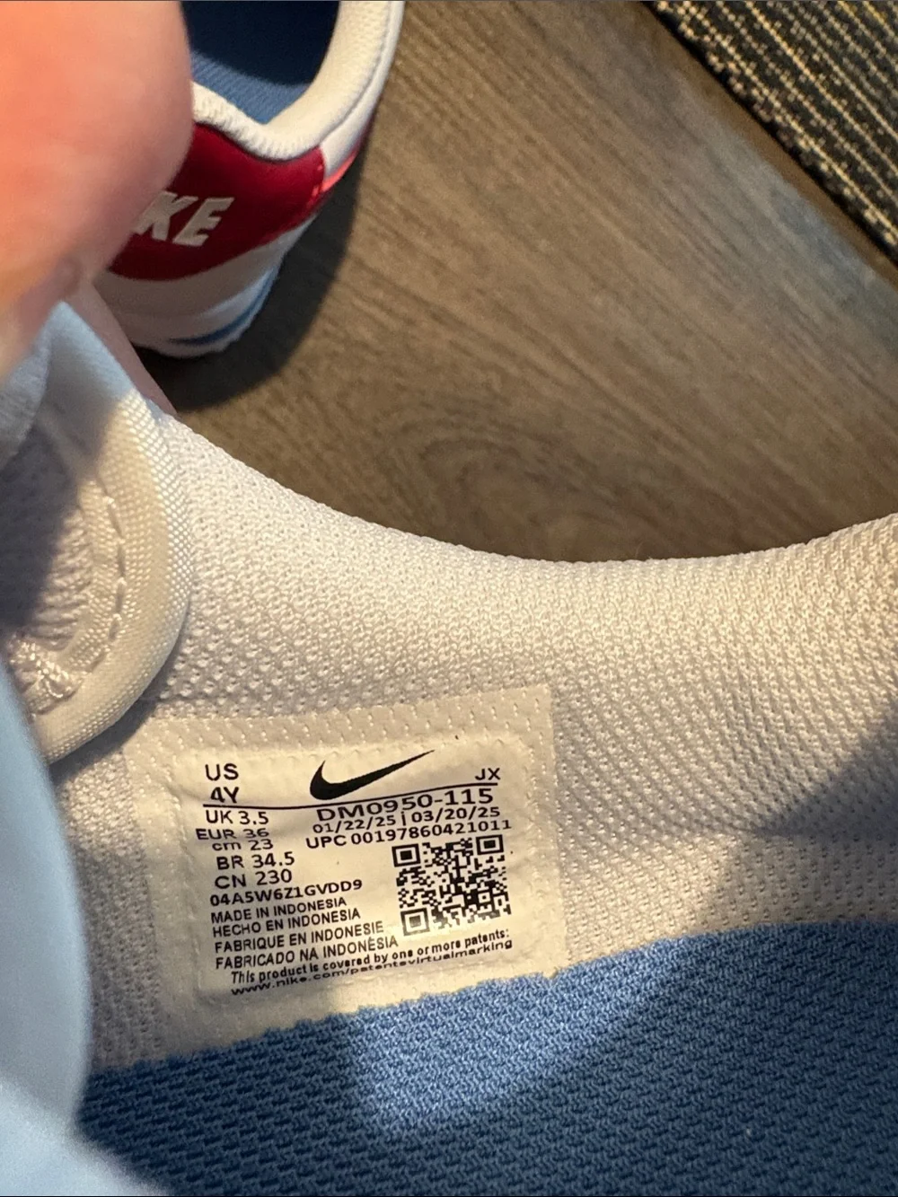 NWOT Nike Cortez White Sneakers with Red Swoosh - Size Youth 4